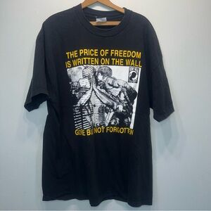 Men's Size XL The Price of Freedom POW MIA T-Shirt Black 100% Cotton Heavyweight